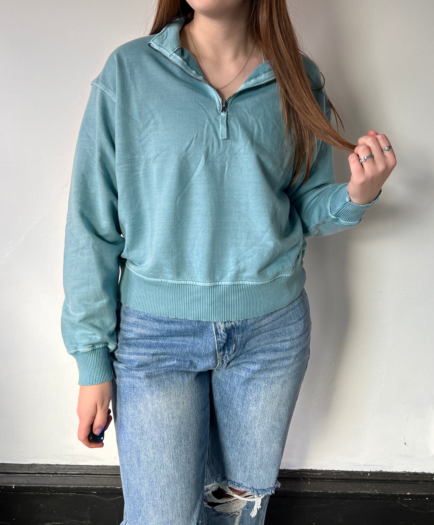 Easy Going 1/4 Zip - Light Teal