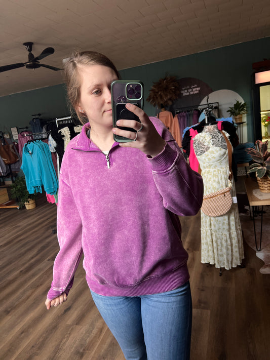How About It 1/4 Zip - Plum
