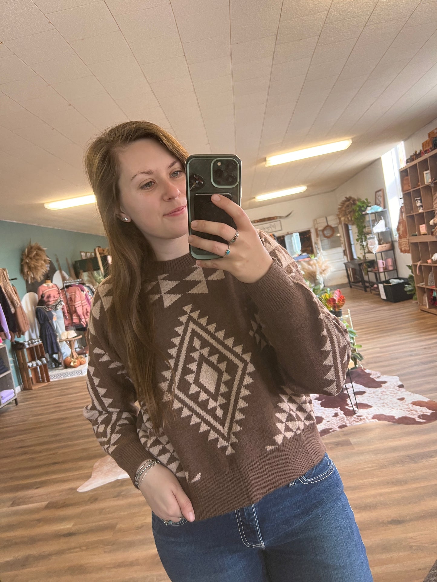 Howdy Honey Sweater - Mocha