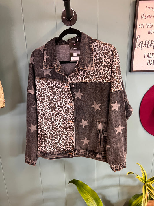 Leopard & Star Jean Jacket