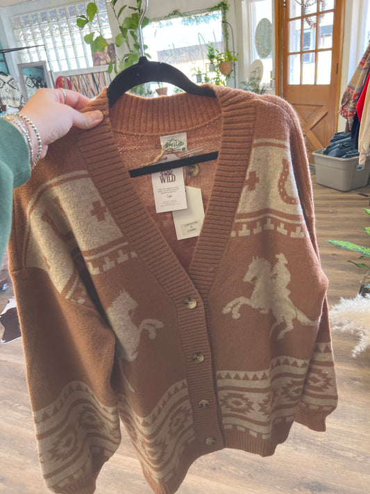 Western Wind Cardigan - Rust