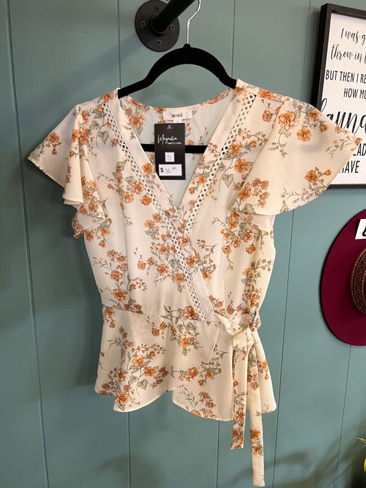 Cream Floral Top