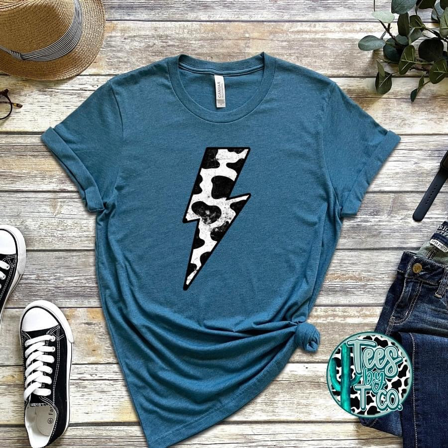 Cow Print Lightening Bolt